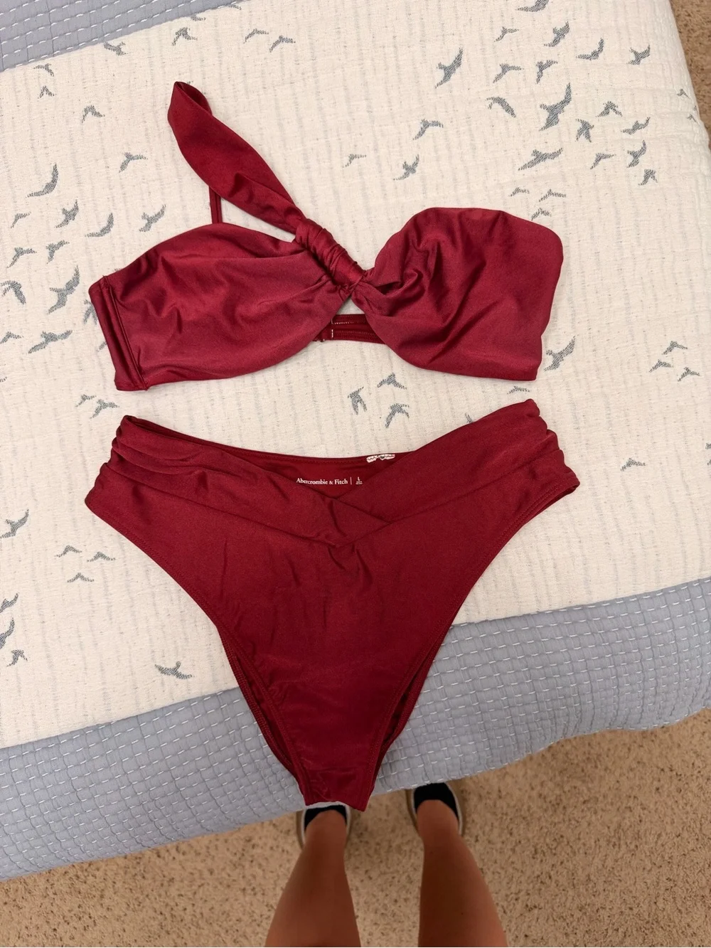 Abercrombie & Fitch Wine Red Twist Bandeau Bikini Set